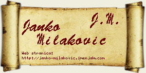 Janko Milaković vizit kartica